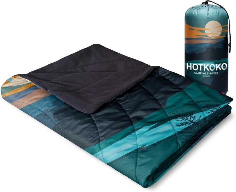 hotkoko Hooded Stadium Blanket, Waterproof Fleece Wearable Camping Blanket - Image 2